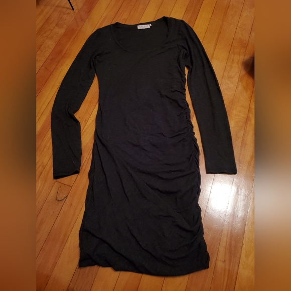 Velvet by Graham & Spencer dark grey long sleeve dress. Ruched one side. Women M - Picture 4 of 10